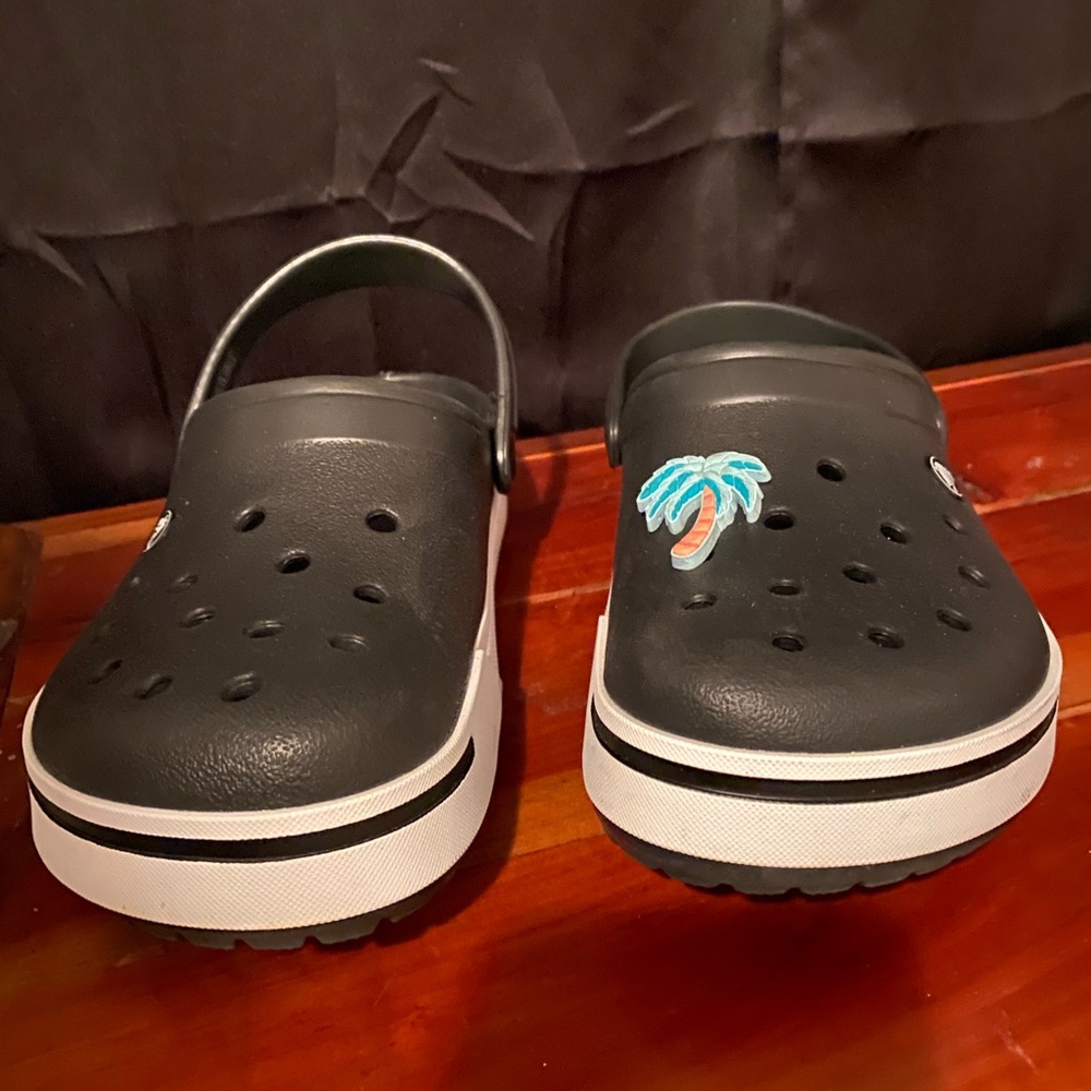 Black and white Crocs